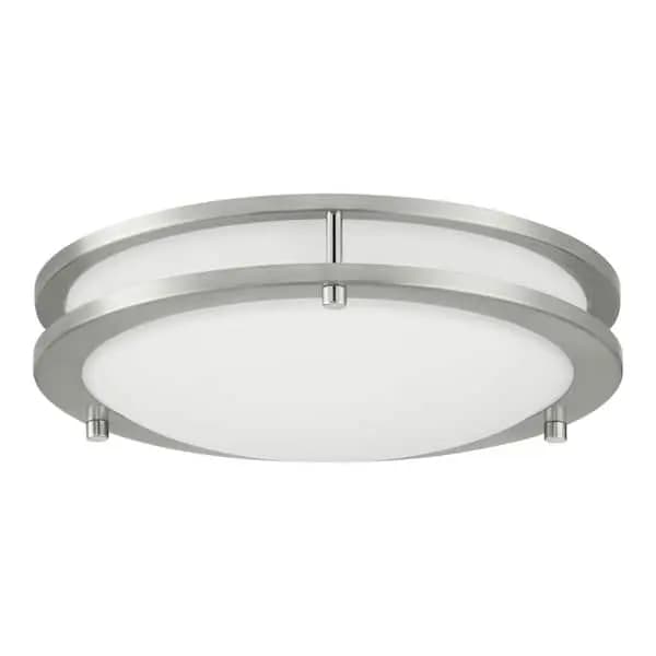 Hampton Bay Flaxmere 12 in. Modern Brushed Nickel 5 CCT Integrated LED Flush Mount for Kitchens or Bedrooms, HB1023C5CCT-35 [Actual Color Temperature (K): 2700,3000,3500,4000,5000,
