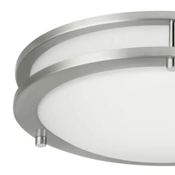 Hampton Bay Flaxmere 12 in. Modern Brushed Nickel 5 CCT Integrated LED Flush Mount for Kitchens or Bedrooms, HB1023C5CCT-35 [Actual Color Temperature (K): 2700,3000,3500,4000,5000,