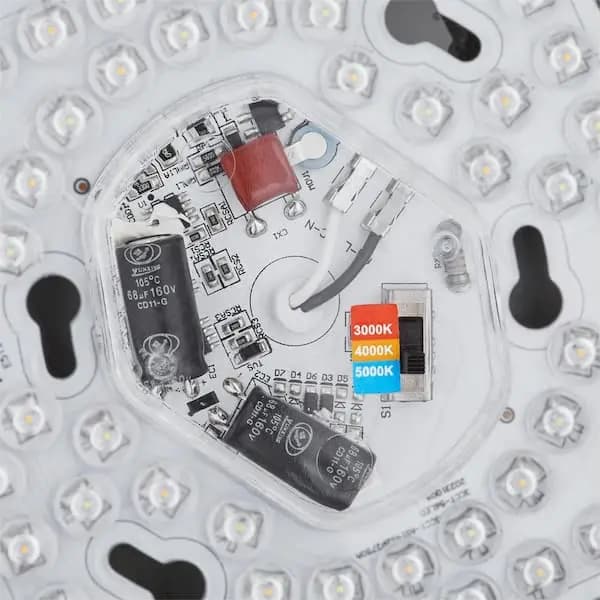 Hampton Bay Flaxmere 12 in. Modern Brushed Nickel 5 CCT Integrated LED Flush Mount for Kitchens or Bedrooms, HB1023C5CCT-35 [Actual Color Temperature (K): 2700,3000,3500,4000,5000,