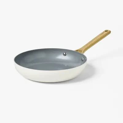 10" Nonstick Ceramic Coated Aluminum Frying Pan with Champagne Handle Cream - Figmint™ [10 Inches, 2.09 Pounds, Ceramic Nonstick]