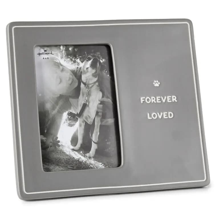 Forever Loved Gray Picture Frame, 4x6 [Message Forever Loved, Dimensions 9'' W x 7.87'' H x 0.62'' D, Material Ceramic and glass., Count 1]