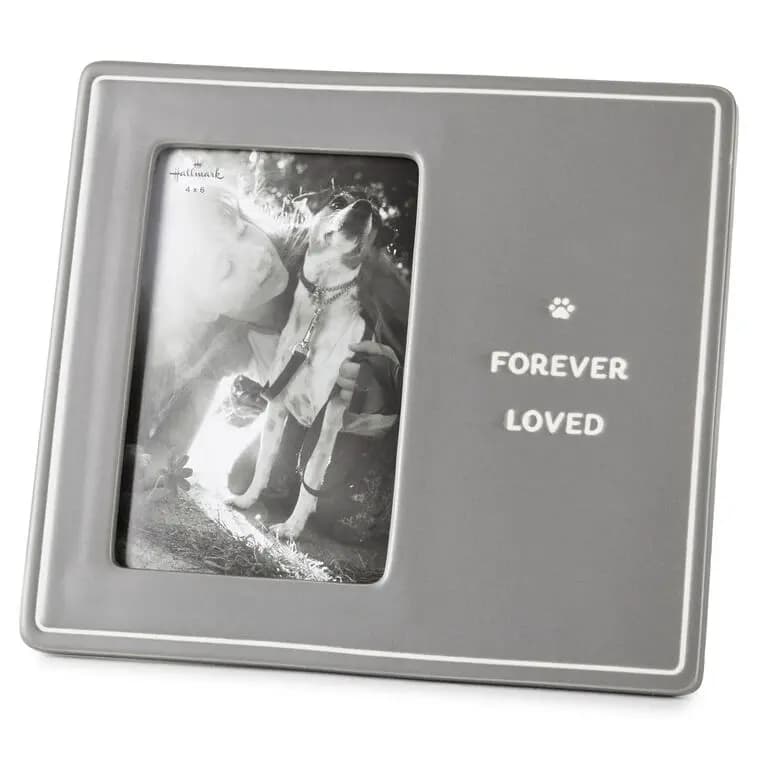 Forever Loved Gray Picture Frame, 4x6 [Message Forever Loved, Dimensions 9'' W x 7.87'' H x 0.62'' D, Material Ceramic and glass., Count 1]