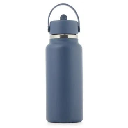 Hydro Flask Wide-Mouth Vacuum Water Bottle with Flex Straw Cap - 32 fl. oz. Harbor Blue [Multisport, 0.9 liters, 32 fluid ounces]
