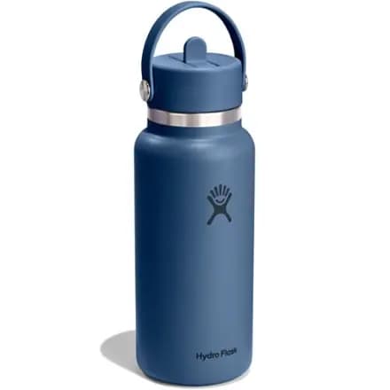 Hydro Flask Wide-Mouth Vacuum Water Bottle with Flex Straw Cap - 32 fl. oz. Harbor Blue [Multisport, 0.9 liters, 32 fluid ounces]