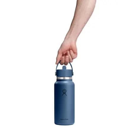 Hydro Flask Wide-Mouth Vacuum Water Bottle with Flex Straw Cap - 32 fl. oz. Harbor Blue [Multisport, 0.9 liters, 32 fluid ounces]