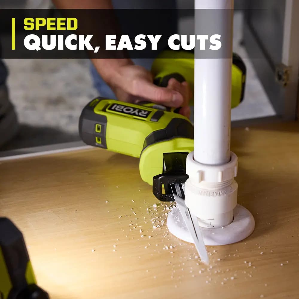 RYOBI 18V ONE+ One-Handed Reciprocating Saw Kit [Fuel Gauge Integrated LEDs, Capacity 2Ah, Voltage 18V]