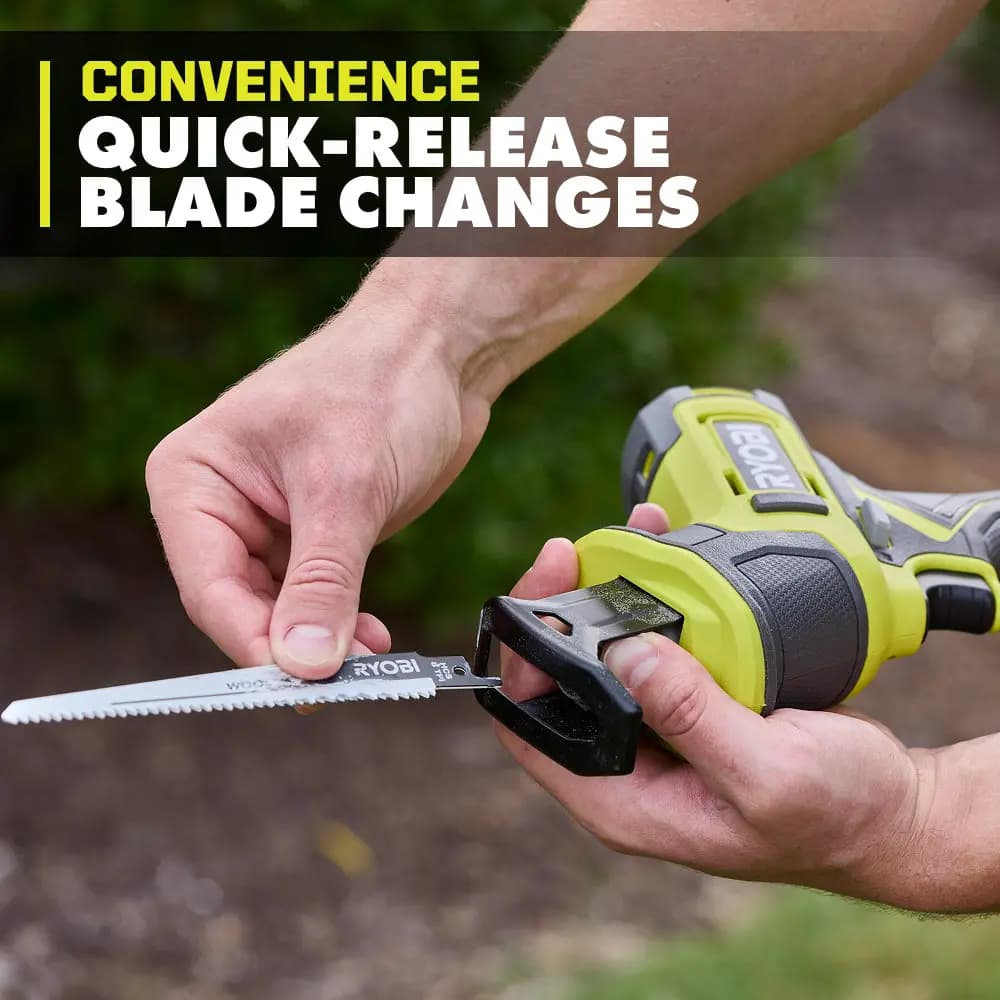 RYOBI 18V ONE+ One-Handed Reciprocating Saw Kit [Fuel Gauge Integrated LEDs, Capacity 2Ah, Voltage 18V]