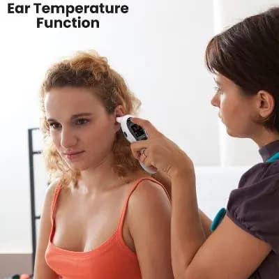 MOBI Ultra Pulse Digital Thermometer Talking Ear and Forehead Temp with Soft Probe Tip for All Ages: Battery Operated, Ambient Temperature Display [.15 Pounds, All Ages, Batteries]