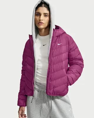 Nike Sportswear Windpuffer Women's Therma-FIT Hooded Down Jacket True Berry/True Berry/Sail [Body/Lining: 100% polyester, Machine wash, XS (0–2)-XXL (20–22)]