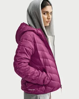 Nike Sportswear Windpuffer Women's Therma-FIT Hooded Down Jacket True Berry/True Berry/Sail [Body/Lining: 100% polyester, Machine wash, XS (0–2)-XXL (20–22)]