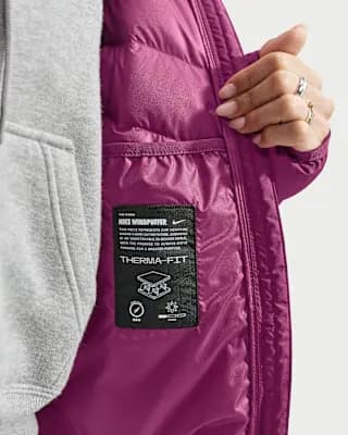Nike Sportswear Windpuffer Women's Therma-FIT Hooded Down Jacket True Berry/True Berry/Sail [Body/Lining: 100% polyester, Machine wash, XS (0–2)-XXL (20–22)]
