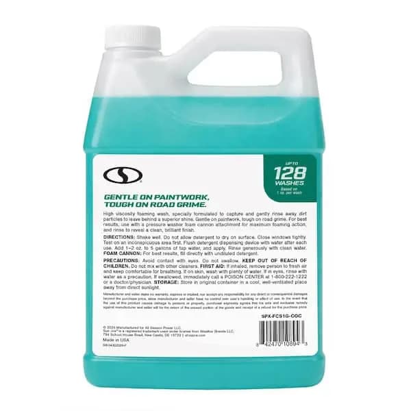 Sun Joe 1 Gal. Premium Snow Foam Pressure Washer Rated Car Wash Soap and Cleaner, Coconut, SPX-FCS1G-COC [Container Size (oz.): 128, Features: No Additional Features, Returnable: 9