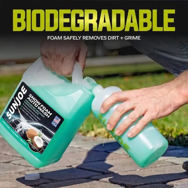 Sun Joe 1 Gal. Premium Snow Foam Pressure Washer Rated Car Wash Soap and Cleaner, Coconut, SPX-FCS1G-COC [Container Size (oz.): 128, Features: No Additional Features, Returnable: 9