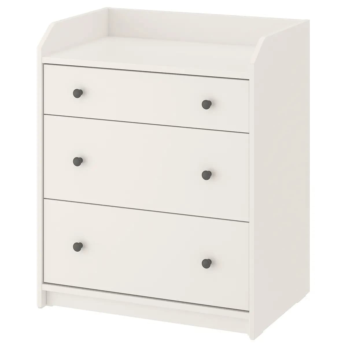 IKEA HAUGA 3-drawer dresser, white [Width 27 1/2 ", Depth 18 1/8 ", Height 33 1/8 "]
