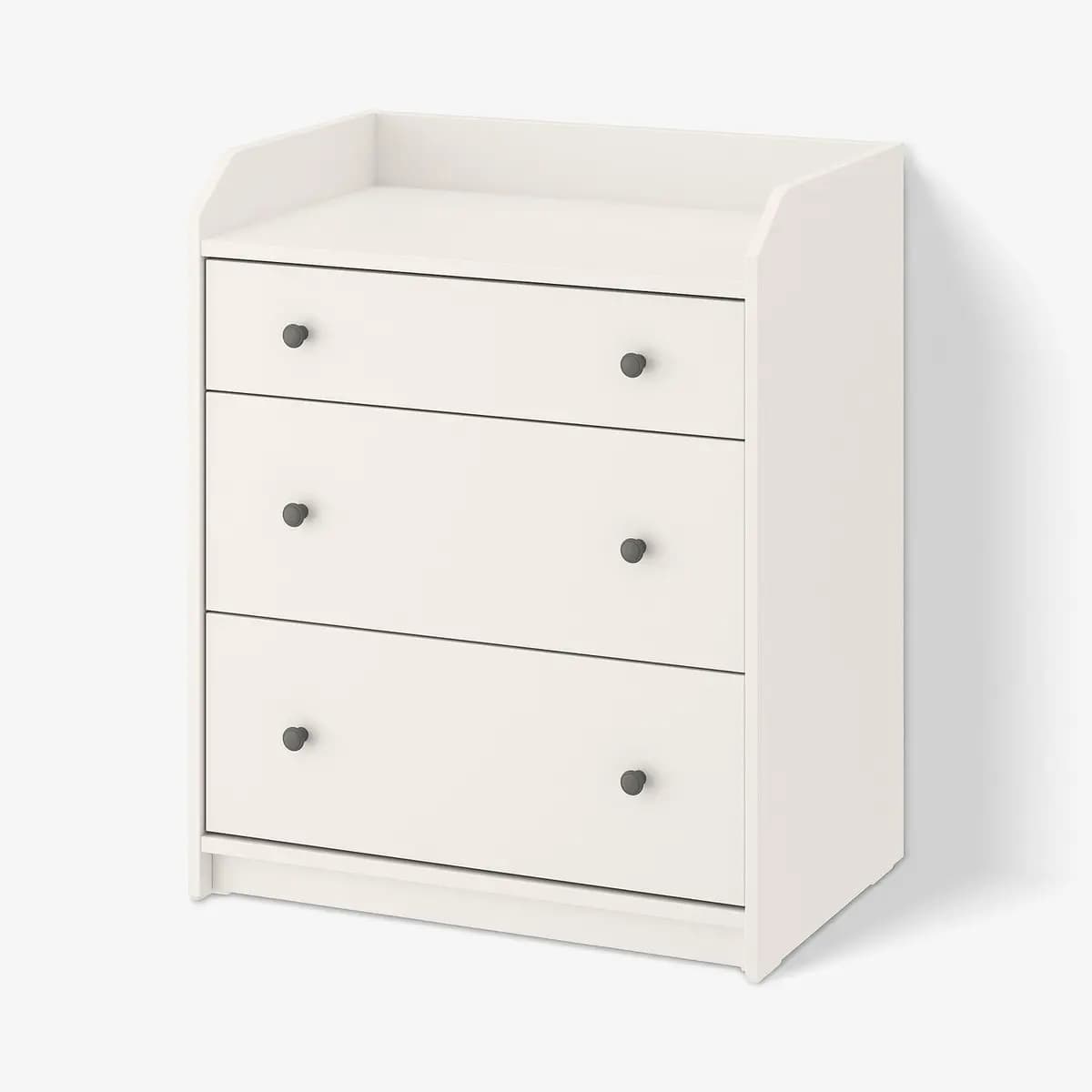 IKEA HAUGA 3-drawer dresser, white [Width 27 1/2 ", Depth 18 1/8 ", Height 33 1/8 "]