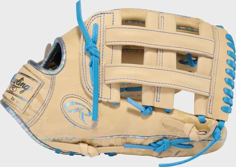 Rawlings Heart of the Hide 12.5-Inch ContoUR Fit Outfield Glove [Conventional, Camel/Columbia Blue, ContoUR Fit]