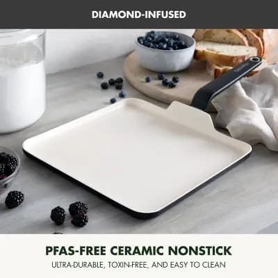 GreenPan Rio Advanced 11" Ceramic Nonstick Griddle Black [2.34 Pounds, Aluminum, Dishwasher-Safe]