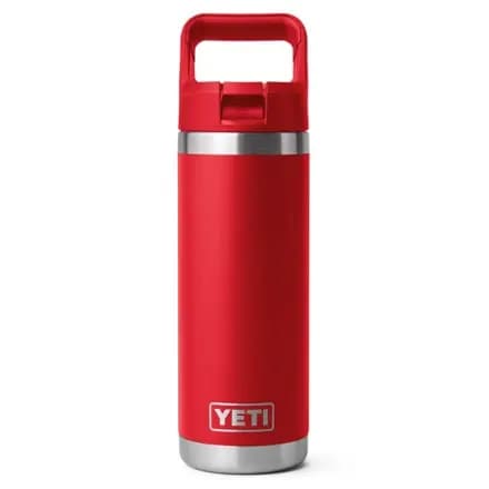 YETI Rambler Vacuum Water Bottle with Straw Cap - 18 fl. oz. Rescue Red [Casual Camping, 0.53 liters, 18 fluid ounces]