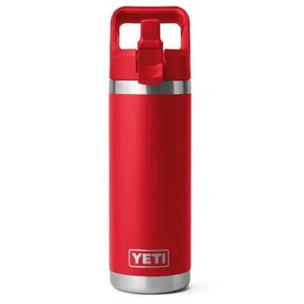 YETI Rambler Vacuum Water Bottle with Straw Cap - 18 fl. oz. Rescue Red [Casual Camping, 0.53 liters, 18 fluid ounces]