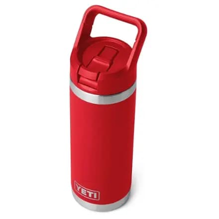 YETI Rambler Vacuum Water Bottle with Straw Cap - 18 fl. oz. Rescue Red [Casual Camping, 0.53 liters, 18 fluid ounces]