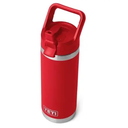 YETI Rambler Vacuum Water Bottle with Straw Cap - 18 fl. oz. Rescue Red [Casual Camping, 0.53 liters, 18 fluid ounces]