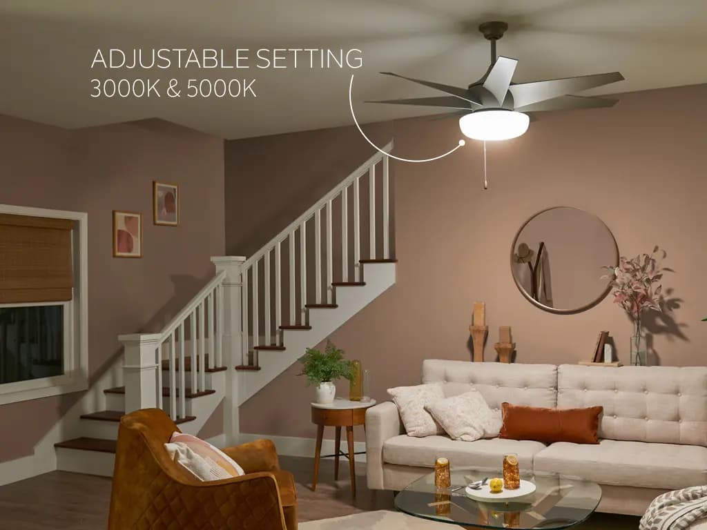 Kichler Fan Light Kit White (380960) [Attribute Selectable CCT, Attribute 2 Built-In Options, Attribute 3000K, 5000K]