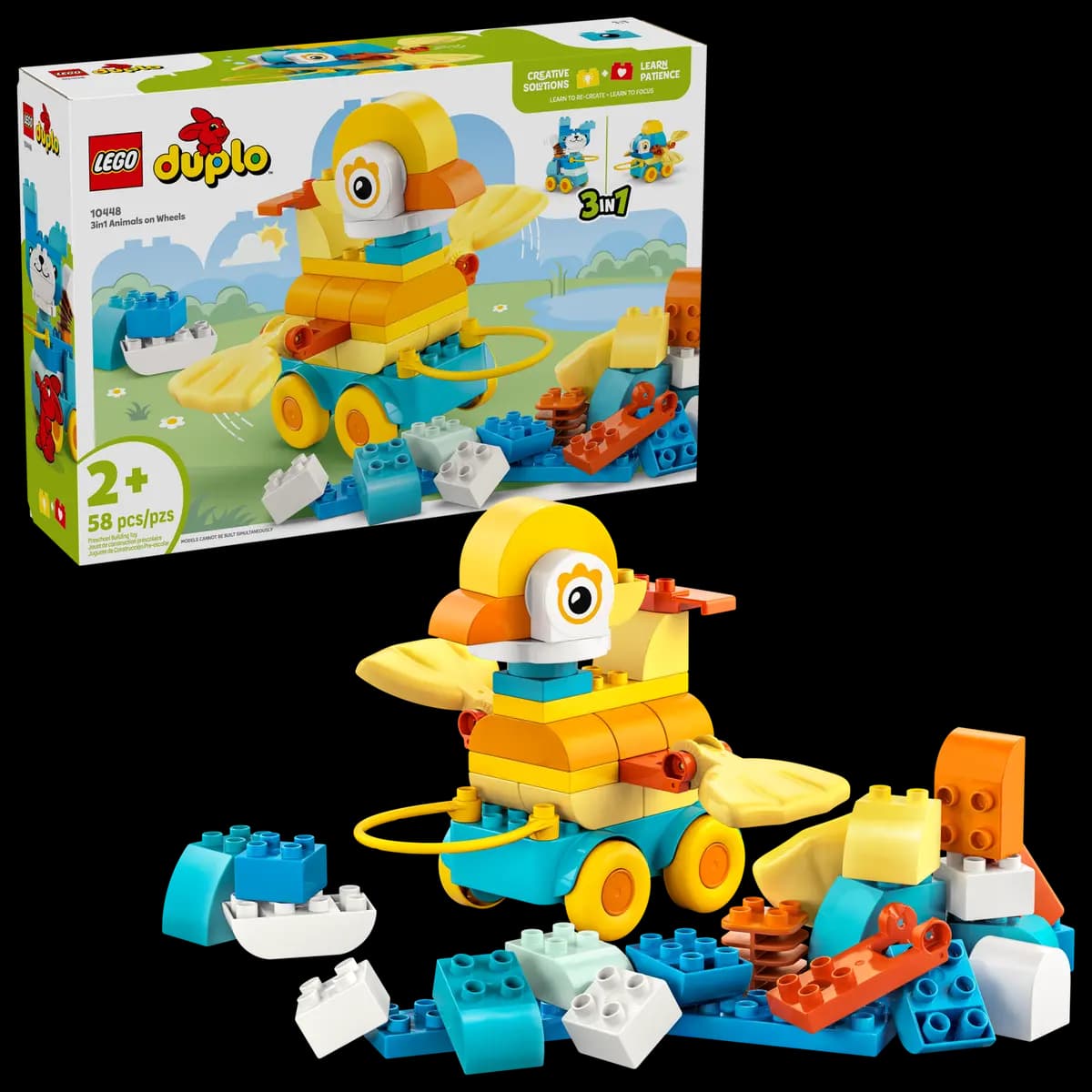 LEGO 3in1 Animals on Wheels 10448 [58 pieces, ages 2+, DUPLOÃƒÆ’Ã†â€™ÃƒÂ¢Ã¢â€šÂ¬Ã…Â¡ÃƒÆ’Ã¢â‚¬Å¡Ãƒâ€šÃ‚Â®]