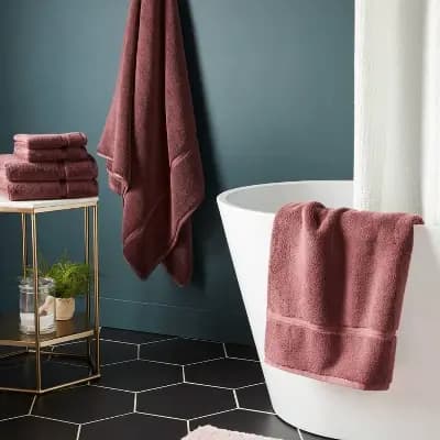 Threshold 4pk Spa Plush Washcloth Set Dark Mauve - Thresholdâ„¢ [100% Cotton, Heavyweight (550-800 GSM), OEKO-TEX MADE IN GREEN]