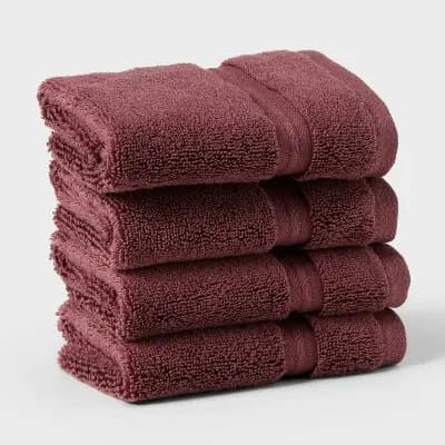 Threshold 4pk Spa Plush Washcloth Set Dark Mauve - Thresholdâ„¢ [100% Cotton, Heavyweight (550-800 GSM), OEKO-TEX MADE IN GREEN]