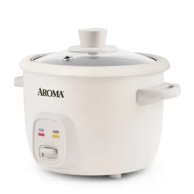 Aroma 4 Cup Pot Style Rice Cooker White: Nonstick, Stay-Cool Handles, 1 Setting, 250W, Includes Glass Lid & Manual [32 Ounces, Plastic, 250 Watts]