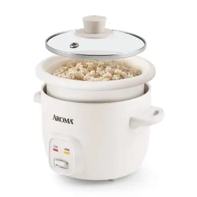 Aroma 4 Cup Pot Style Rice Cooker White: Nonstick, Stay-Cool Handles, 1 Setting, 250W, Includes Glass Lid & Manual [32 Ounces, Plastic, 250 Watts]