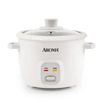 Aroma 4 Cup Pot Style Rice Cooker White: Nonstick, Stay-Cool Handles, 1 Setting, 250W, Includes Glass Lid & Manual [32 Ounces, Plastic, 250 Watts]