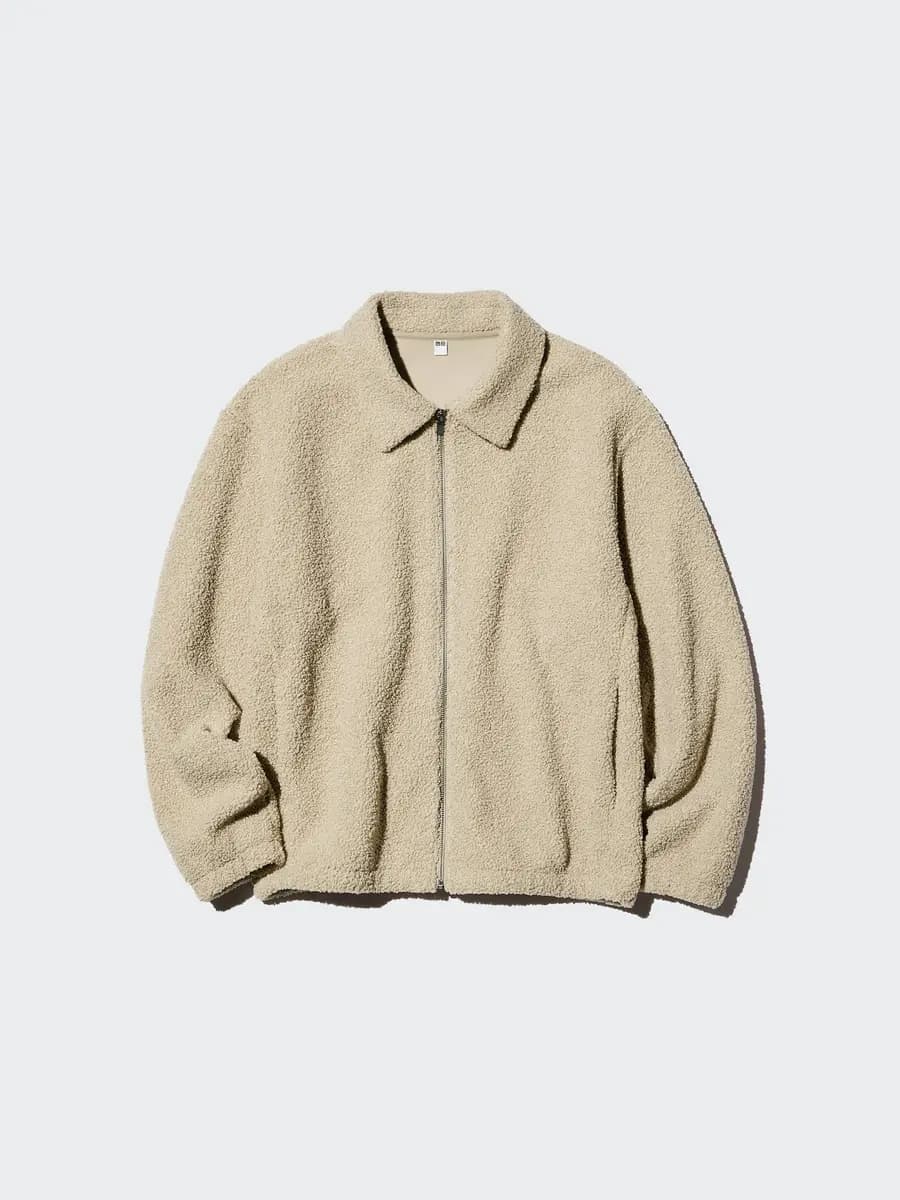 Uniqlo Pile Lined Fleece Blouson Beige [Imported, Versatile regular fit., Made with soft, fluffy fleece.]