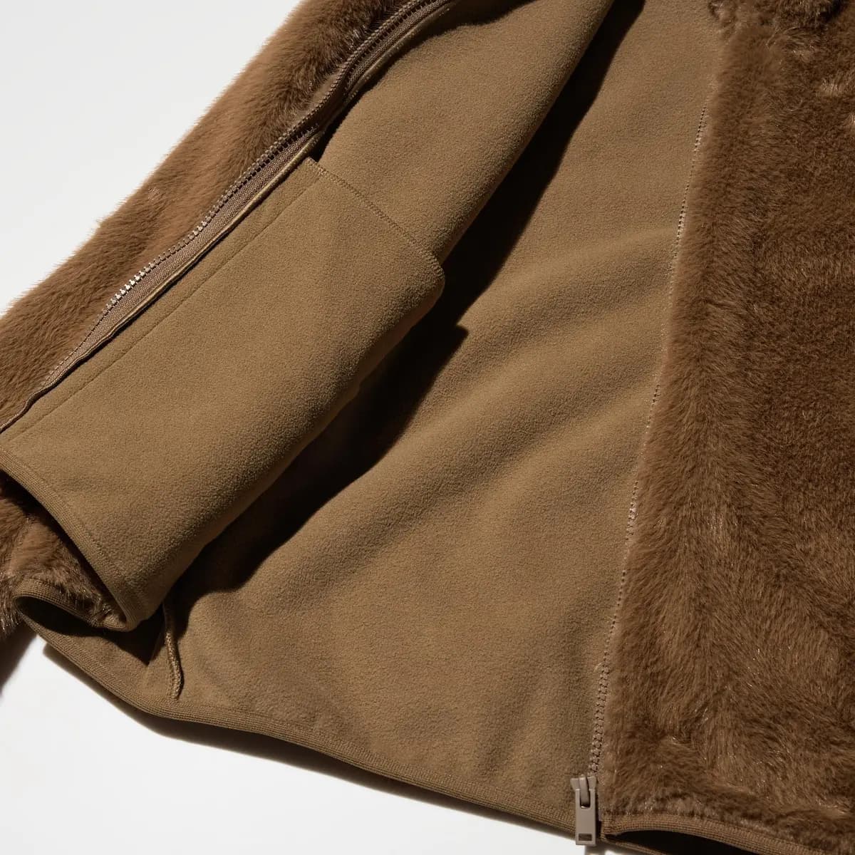 Uniqlo Faux Fur Hooded Jacket Natural [Imported, Well-balanced length., NATURAL]