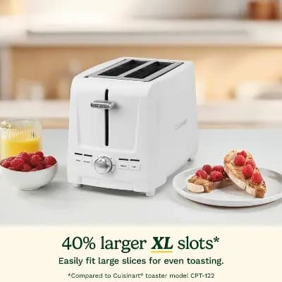 Cuisinart 2-Slice XL Slot Toaster White CPT-1200W [1200 Watts, 4.5 Pounds, Spot or Wipe Clean]
