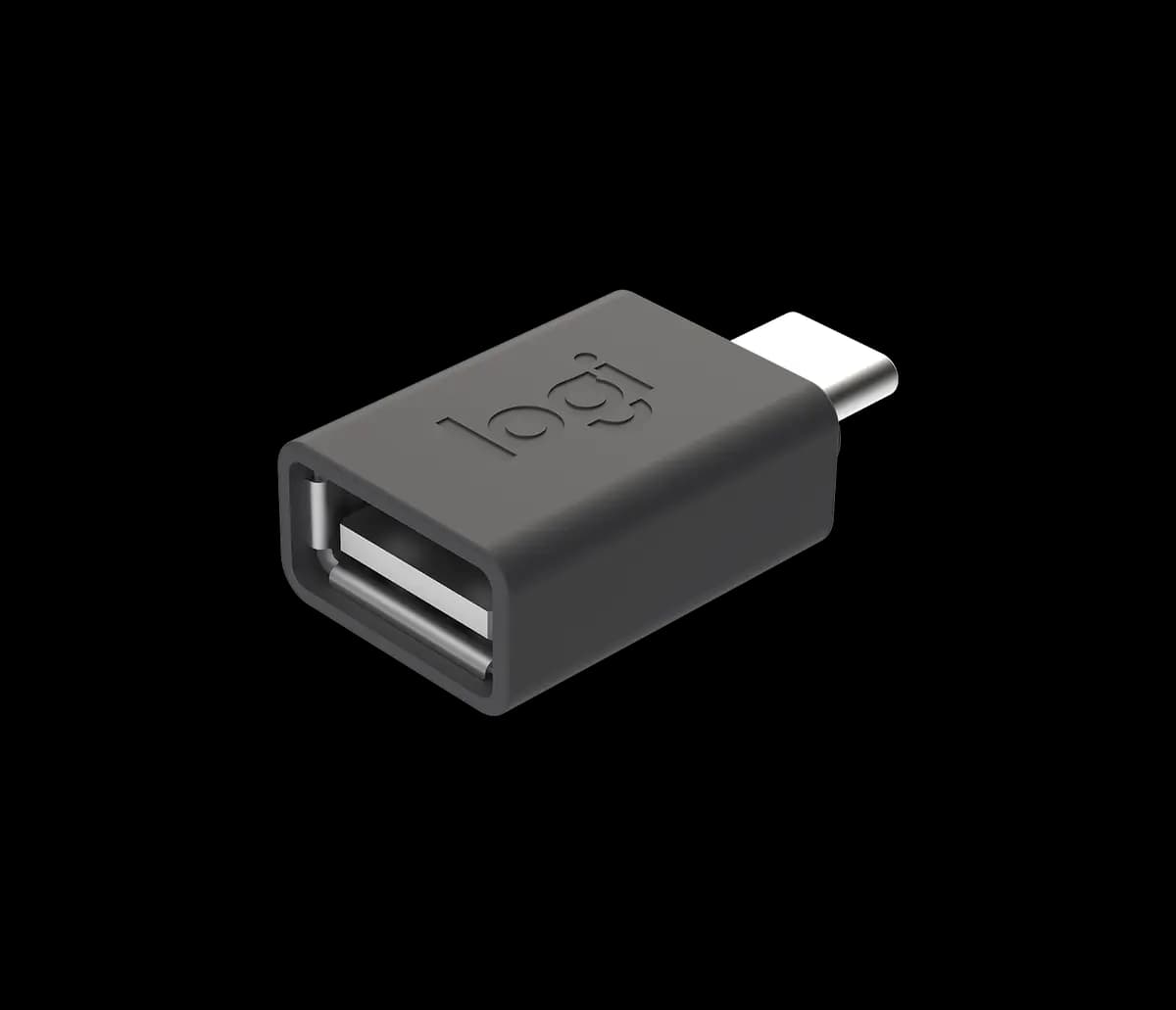 Logitech LOGI USB-C to A ADAPTOR - Graphite [1.08 in (27.5 mm), 0.65 in (16.4 mm), 0.36 in (9.2 mm)]
