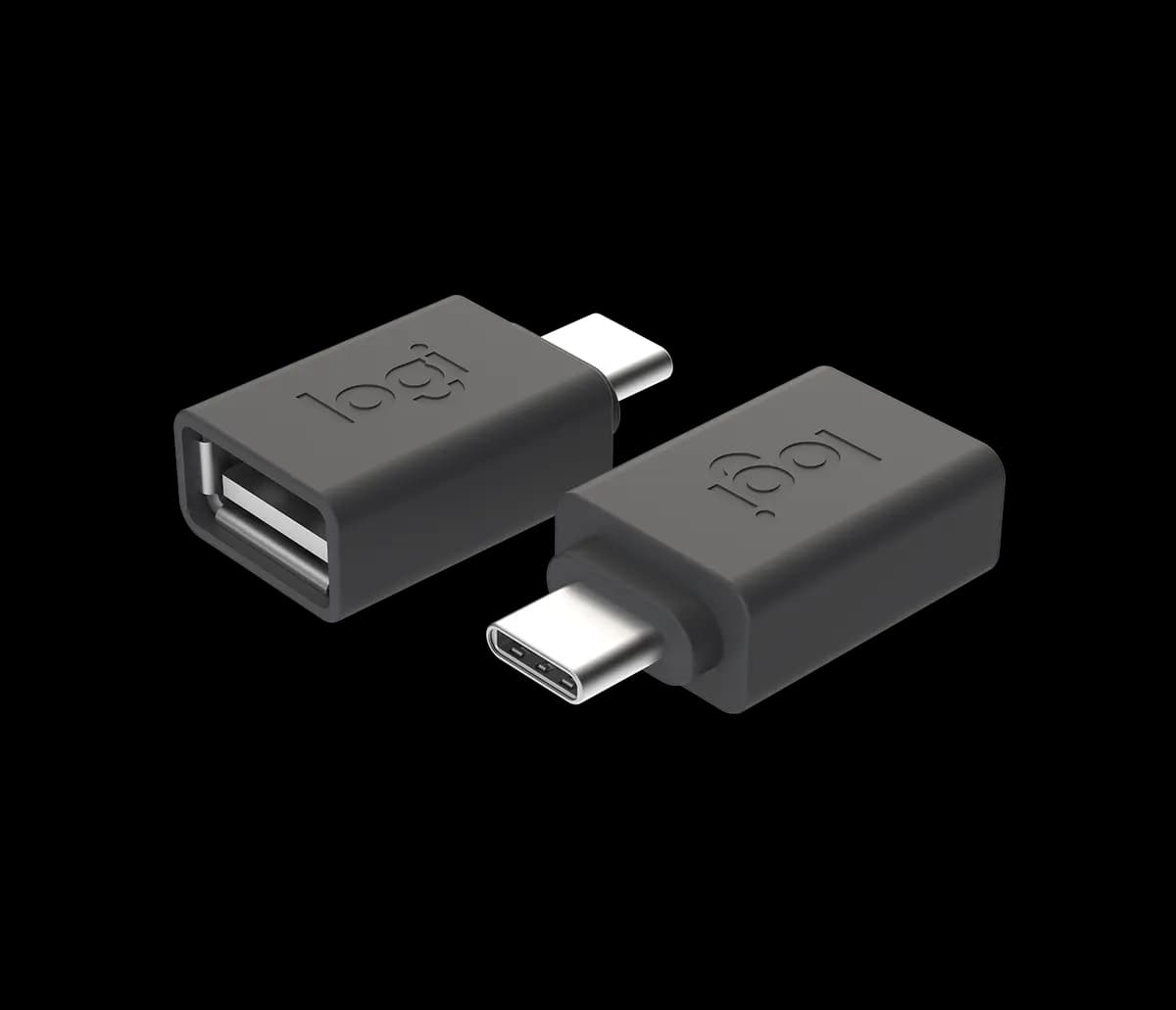 Logitech LOGI USB-C to A ADAPTOR - Graphite [1.08 in (27.5 mm), 0.65 in (16.4 mm), 0.36 in (9.2 mm)]