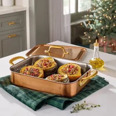 Hearth & Hand with Magnolia Roasting Pan with Lid Copper - Hearth & Handâ„¢ with Magnolia [Stainless Steel, 6.1 Quart, 6.26 Pounds]