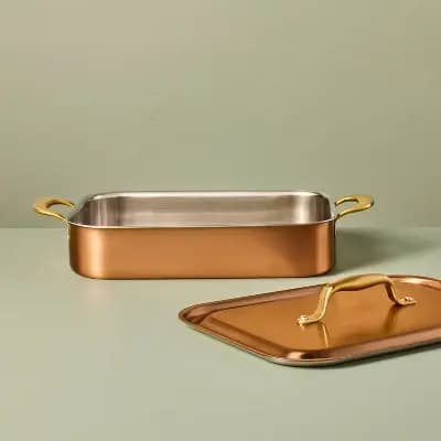 Hearth & Hand with Magnolia Roasting Pan with Lid Copper - Hearth & Handâ„¢ with Magnolia [Stainless Steel, 6.1 Quart, 6.26 Pounds]
