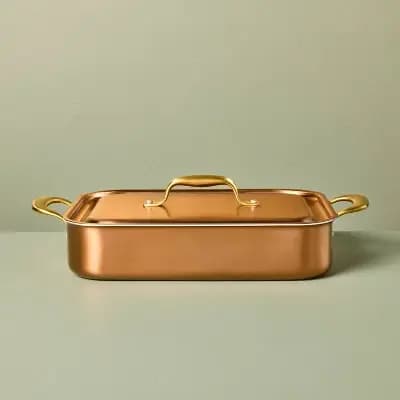 Hearth & Hand with Magnolia Roasting Pan with Lid Copper - Hearth & Handâ„¢ with Magnolia [Stainless Steel, 6.1 Quart, 6.26 Pounds]