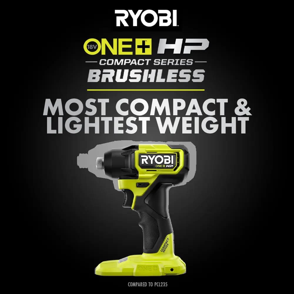 RYOBI 18V ONE+ HP Compact Brushless 1/4" Hex Impact Driver Kit [Fuel Gauge Integrated LEDs, Capacity 1.5Ah, Voltage 18V]