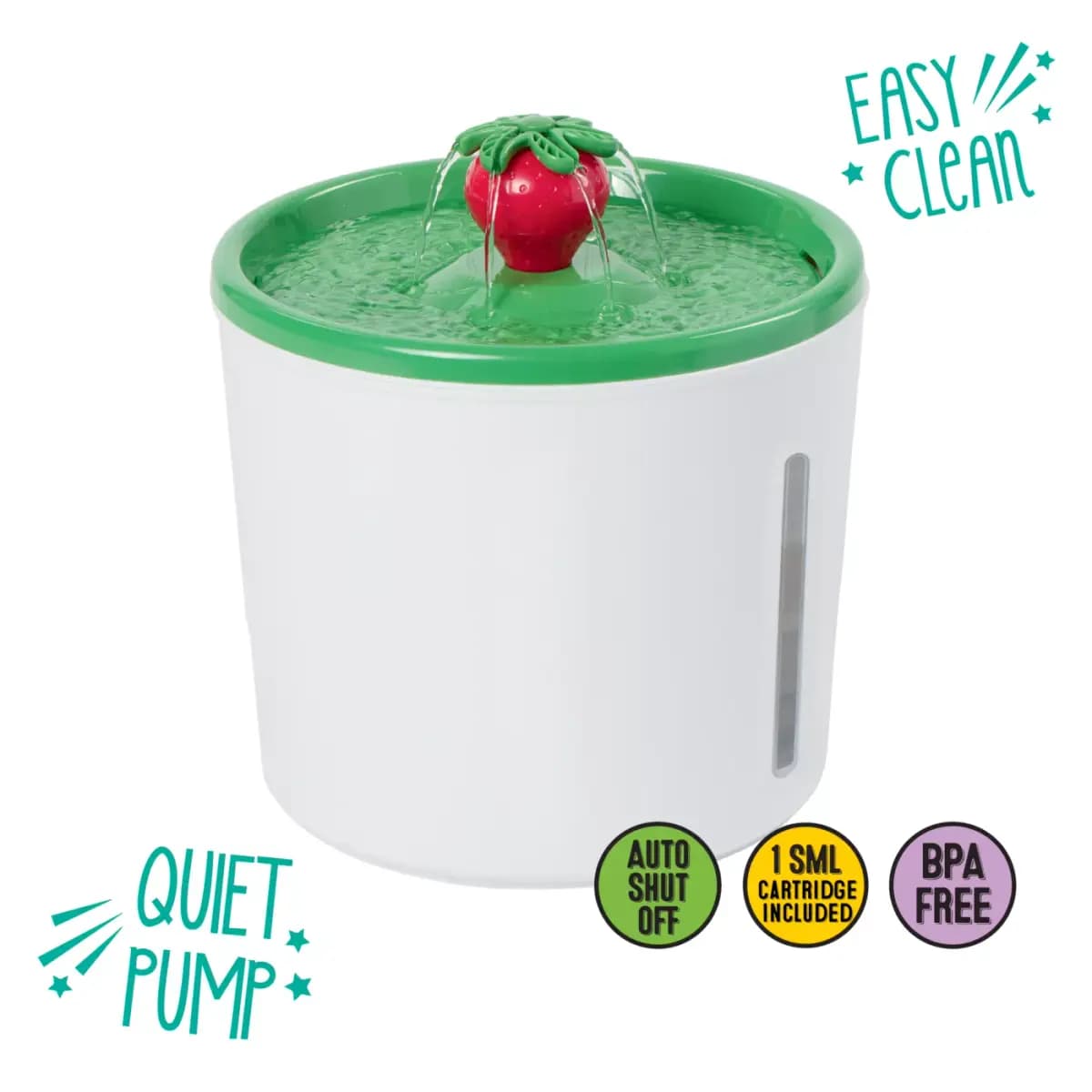 Whisker City® Strawberry Cat Water Fountain, Includes Replaceable Filter Cartridge, Holds 150 FL OZ [Brand WhiskerCityÂ®, Includes 1 Fountain, 1 AC Adapter, 1 Filter Cartr, Intende