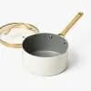 3qt Nonstick Ceramic Coated Aluminum Sauce Pan with Champagne Handle Cream - Figmint™ [8 Inches, 3.09 Pounds, Ceramic Nonstick]