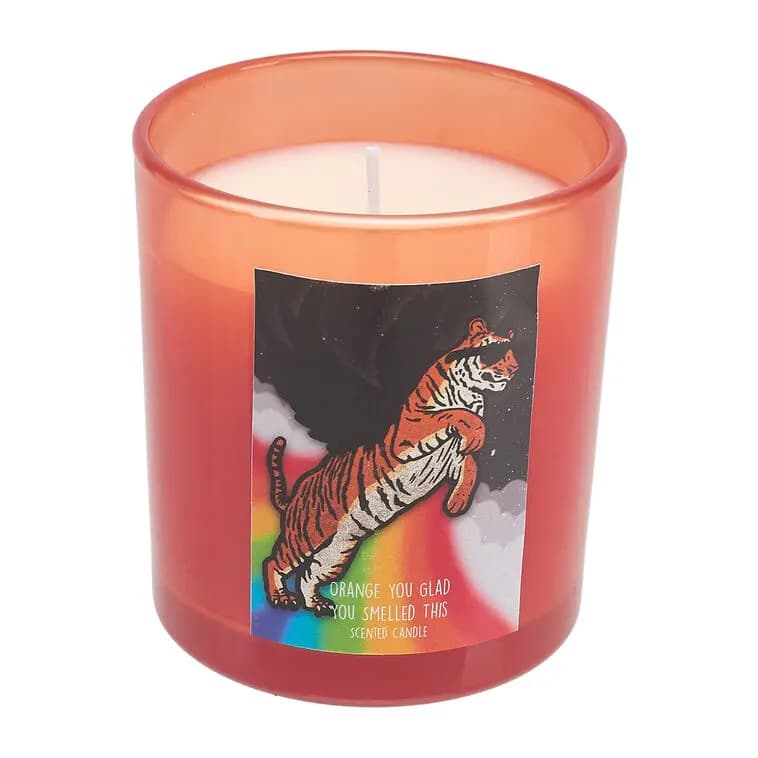 Shoebox Orange You Glad Blood Orange Scented Candle, 5 oz. [Dimensions 2.88" W x 3.23" H x 2.88" D, Count 1, Volume 5 oz., Scent Blood orange]