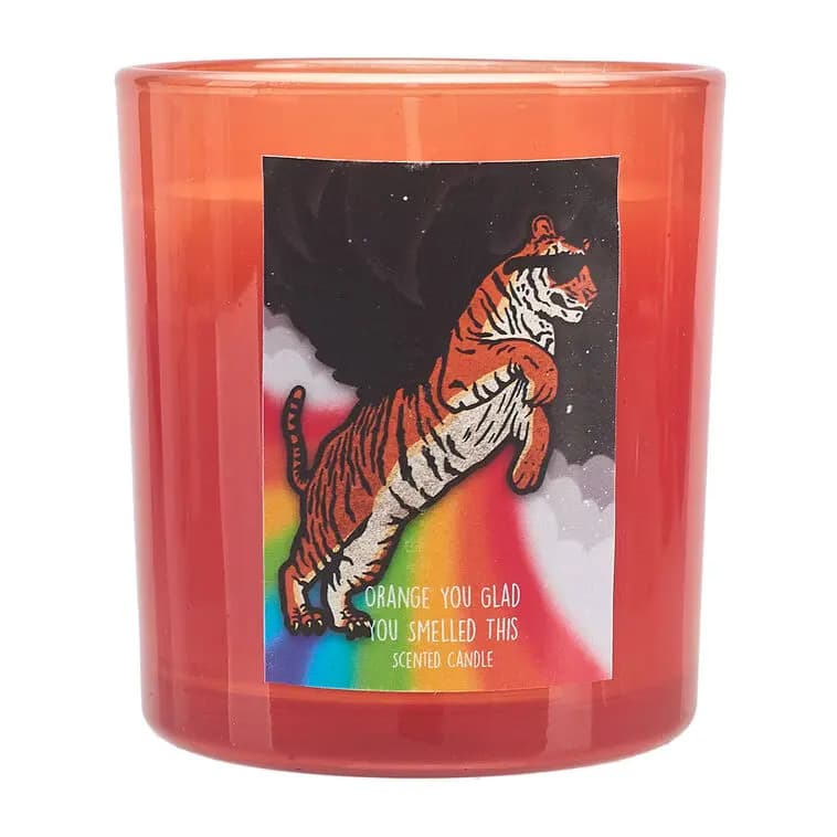 Shoebox Orange You Glad Blood Orange Scented Candle, 5 oz. [Dimensions 2.88" W x 3.23" H x 2.88" D, Count 1, Volume 5 oz., Scent Blood orange]