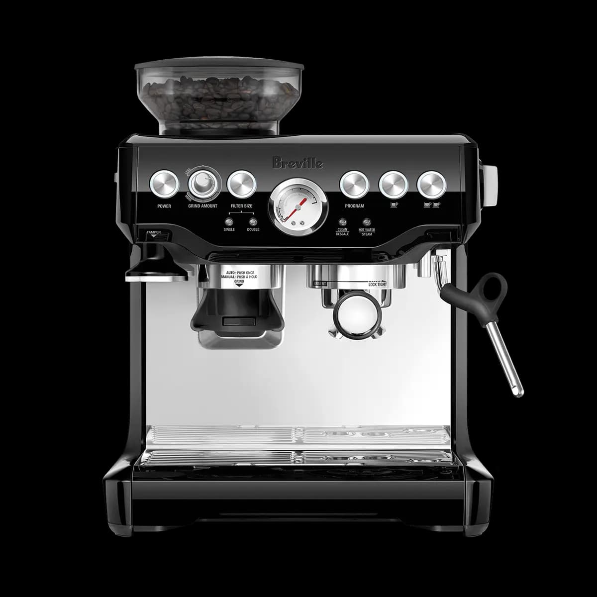 Breville the Barista Express® [Dosing Funnel™ Attachment; Razor Dose Trimming Tool; 54mm Stainless Steel Portafilter; 1 cup & 2cup Single & Dual Wall Filter Baskets; Coffee Scoop; 