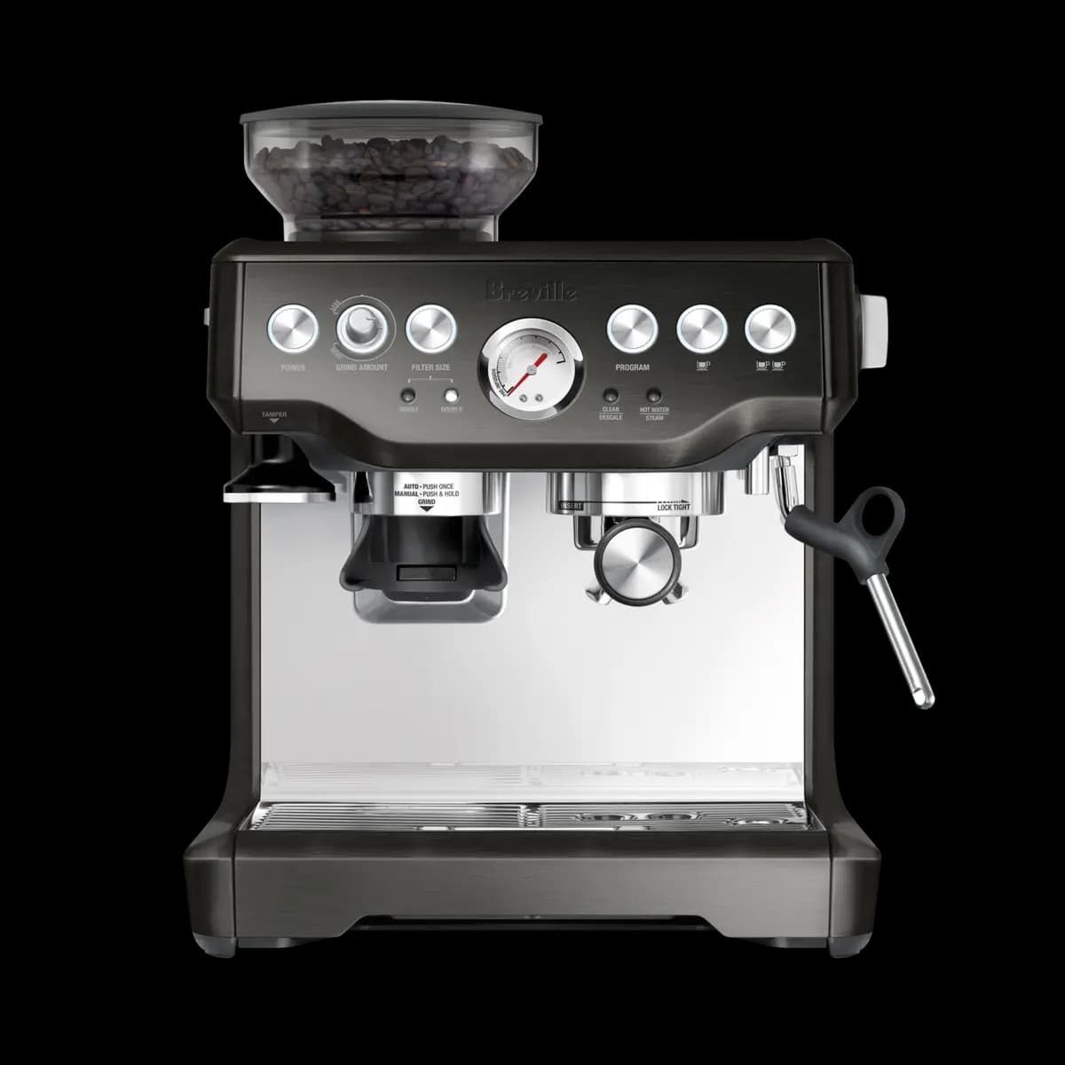 Breville the Barista Express® [Dosing Funnel™ Attachment; Razor Dose Trimming Tool; 54mm Stainless Steel Portafilter; 1 cup & 2cup Single & Dual Wall Filter Baskets; Coffee Scoop; 