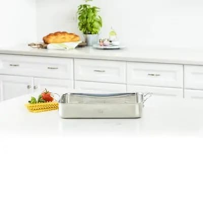 Cuisinart Chef's Classic 14" Stainless Steel Lasagna Pan & Stainless Roasting Rack: Dishwasher-Safe, Riveted Handle [4.86 Pounds, Stainless Steel, 6.5 Quart]