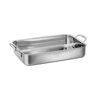 Cuisinart Chef's Classic 14" Stainless Steel Lasagna Pan & Stainless Roasting Rack: Dishwasher-Safe, Riveted Handle [4.86 Pounds, Stainless Steel, 6.5 Quart]