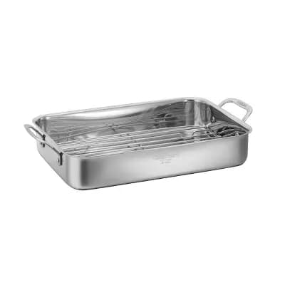 Cuisinart Chef's Classic 14" Stainless Steel Lasagna Pan & Stainless Roasting Rack: Dishwasher-Safe, Riveted Handle [4.86 Pounds, Stainless Steel, 6.5 Quart]